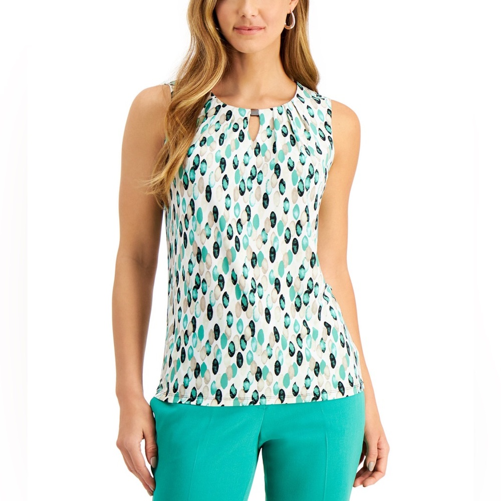 Large Kasper Keyhole Detail Sleeveless Top